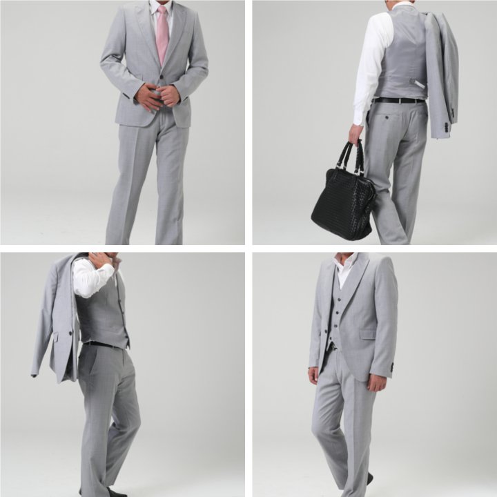 【美品】オンリープレミオ　フランネル スリーピース　ライトグレー スタイルアップスリーピーススーツ（ライトグレー柄） : NKT ARROWS