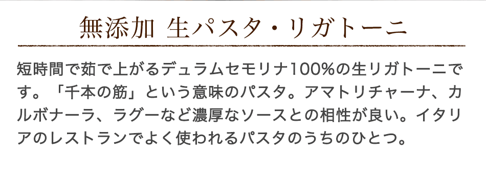 無添加 生パスタ・リガトーニ