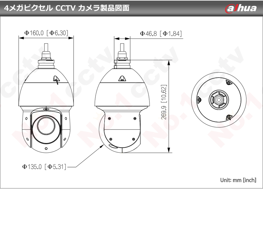 DAHUA] [IP-4M] 防犯カメラ QHD 400万画素 夜間カラー PTZ 知能型AI IP