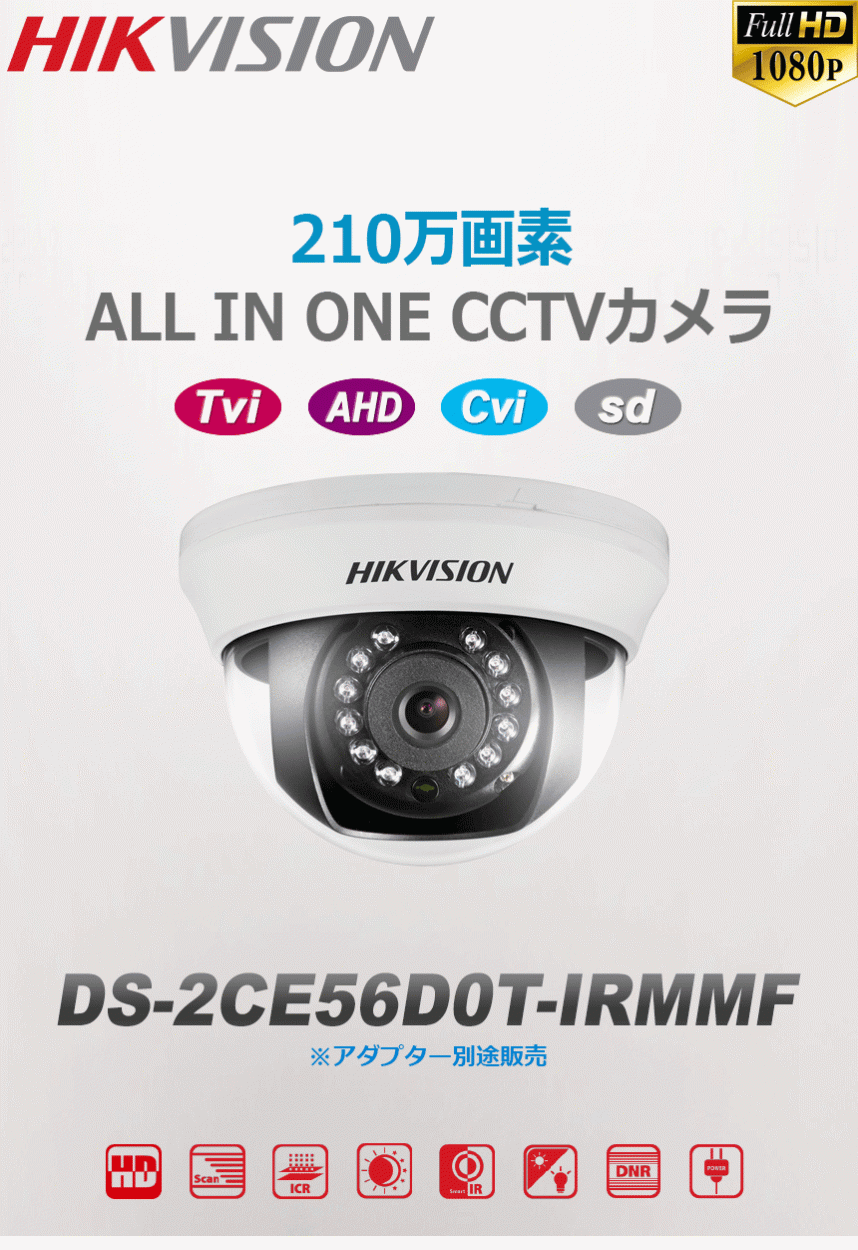 HIKVISION][210万画素-16CH] 普及型録画用(HIK) 防犯カメラ 監視カメラ