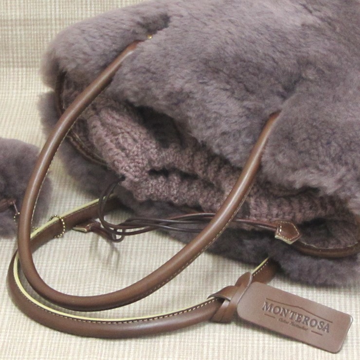 ムートンバッグ モンテローザ ムク ナチュラル ムートン＆ニットコンビ
