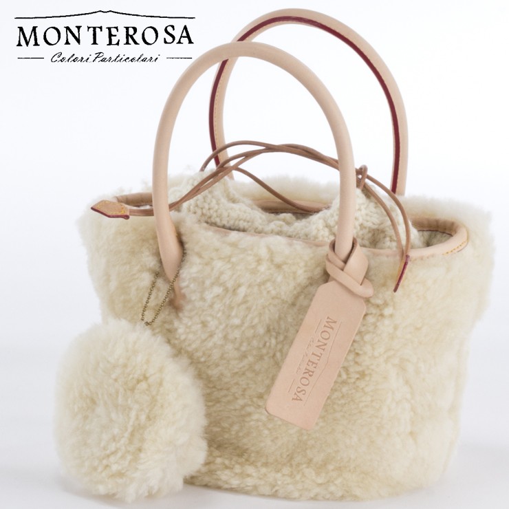 ムートンバッグ モンテローザ ムク ナチュラル ムートン＆ニットコンビ