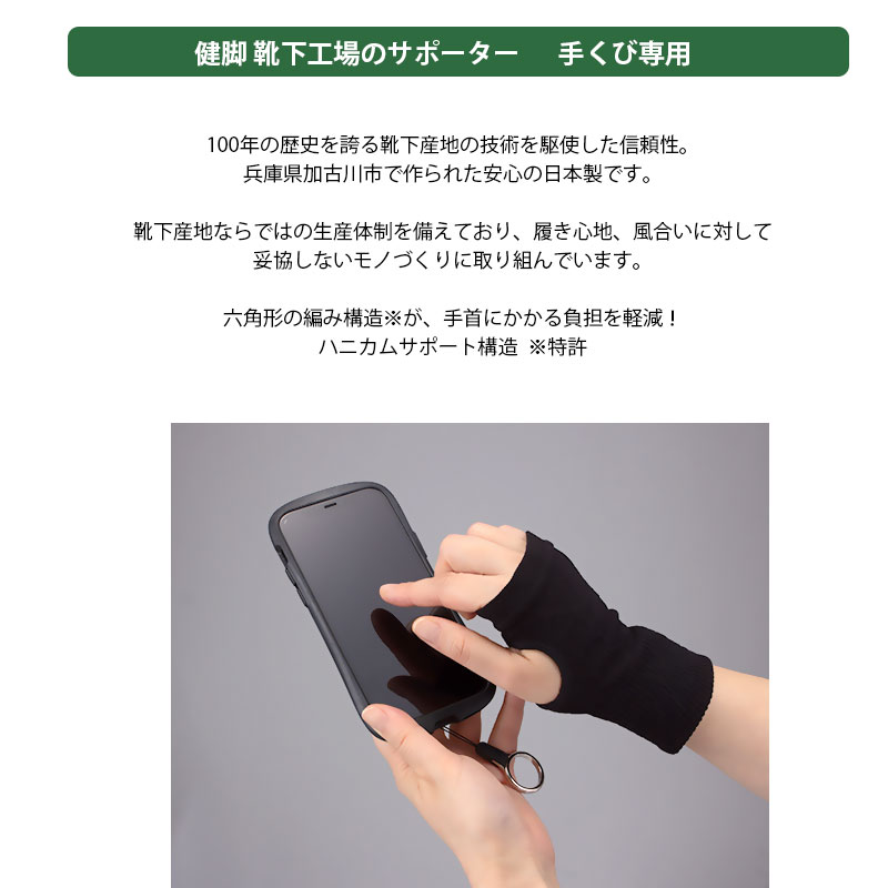 健脚 靴下工場のサポーター 手首専用 k-008 日本製 ハニカムサポート