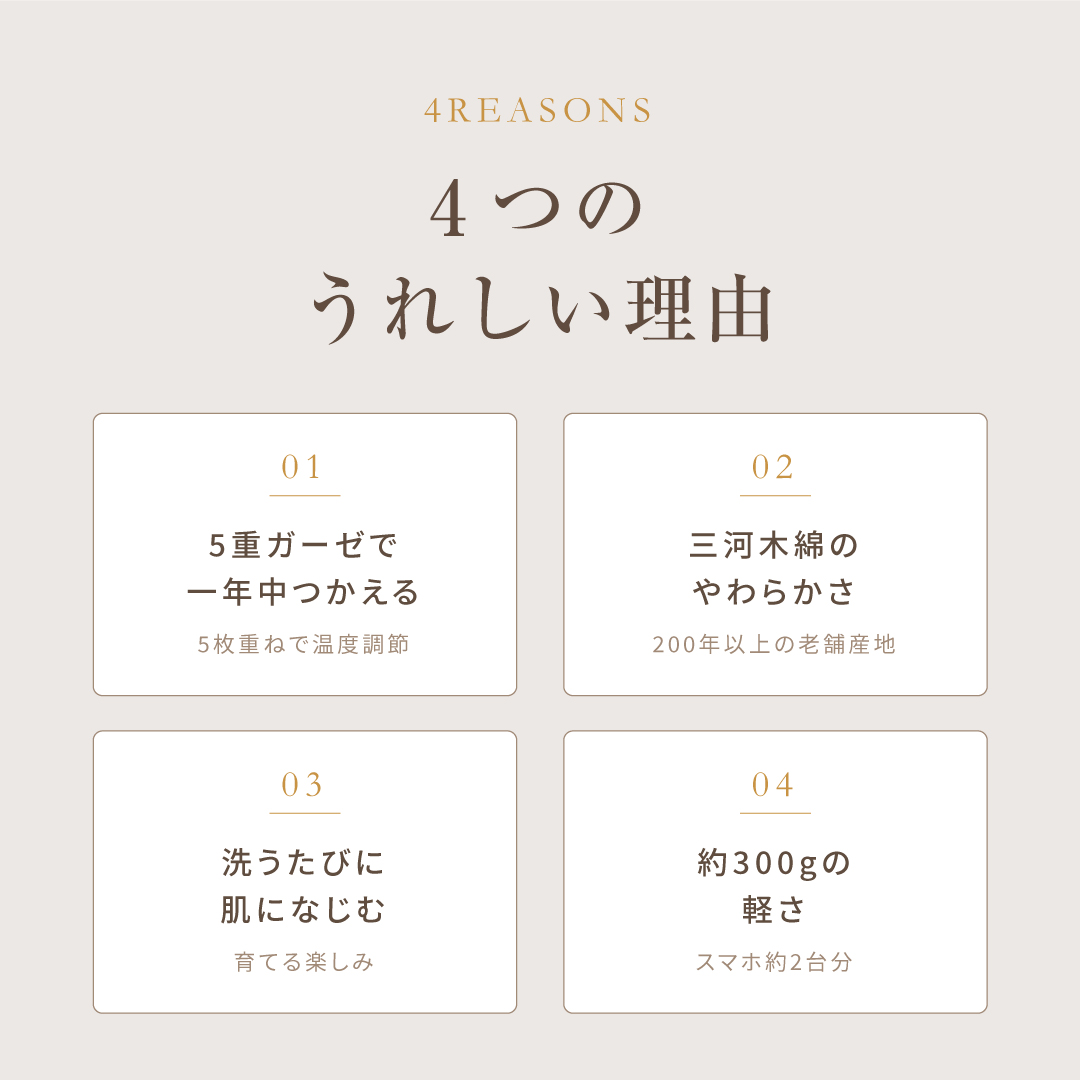ガーゼケット 5重 ハーフサイズ 三河木綿 綿100% 日本製 140×100cm ナチュラル 出産祝い ギフト ベビー 赤ちゃん おくるみ ひざ掛け 肌掛け タオルケット 速乾 |  | 03