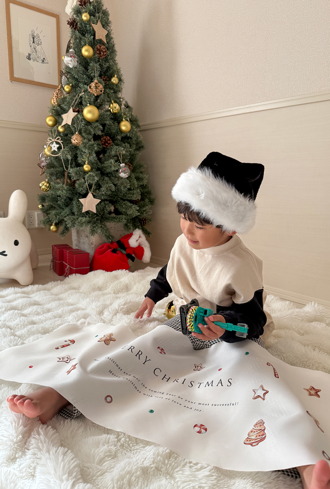 ブラックサンタ帽 こども用 サンタ帽 黒 クリスマス キッズ かわいい