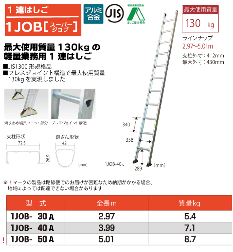 ピカ 1JOB-50A 1連はしごスーパージョブ-