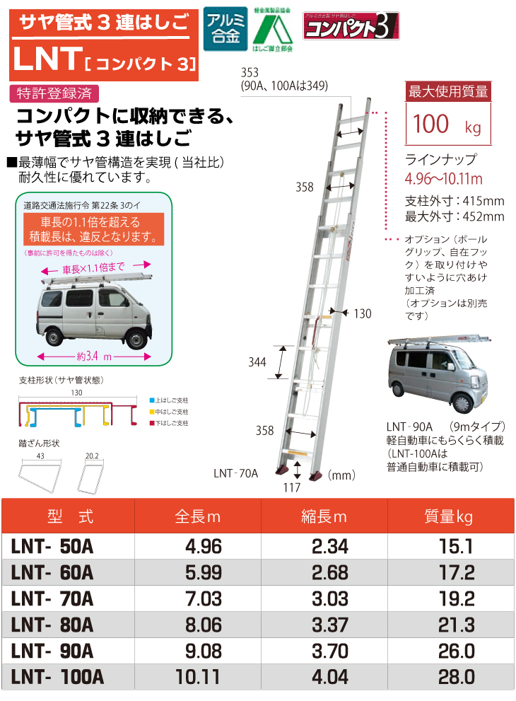 ピカコーポレイション ピカ/Pica サヤ管式 3連はしご コンパクト3 LNT 