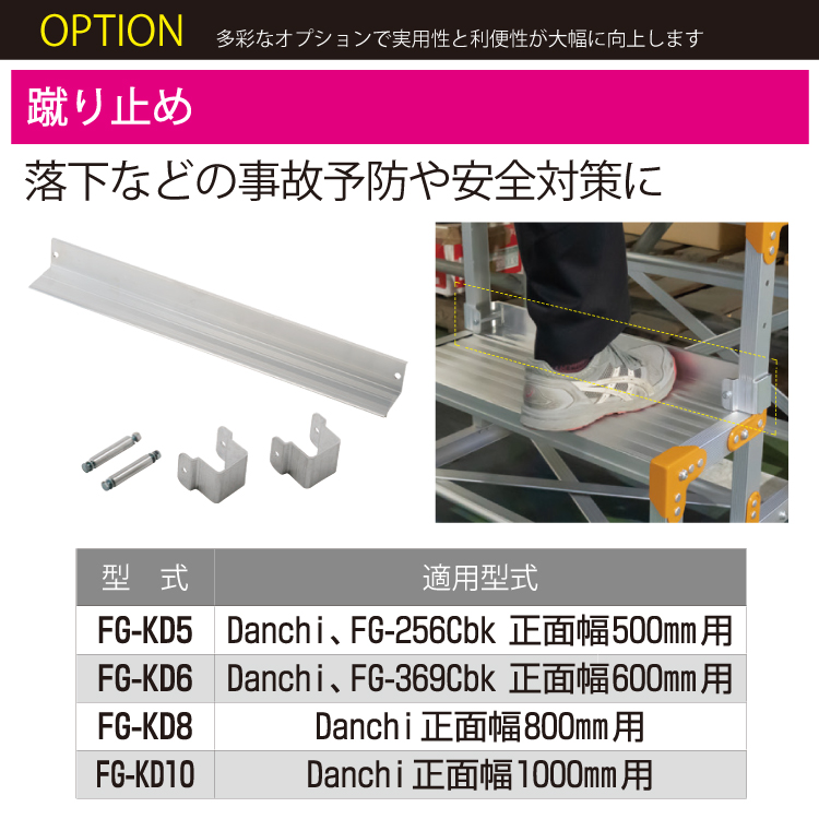 ピカ/Pica 作業台（Danchiシリーズ)オプション 蹴り止め FG-KD5 正面幅