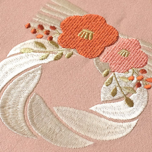 お正月刺繍ミニタペストリー しめ飾り おせち 招福熊手 木製バー