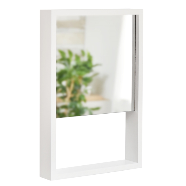 取付簡単 棚付き 壁掛けミラー ウォールミラー コンパクト 小さめ 飛散 