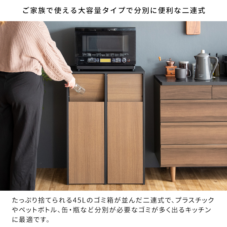 インテリアに溶け込む 2分別 ダストボックス 分別 ゴミ箱 縦型 スリム