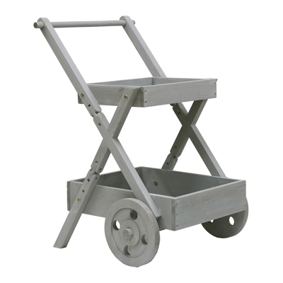 ワゴン型 木製 プランタースタンド 幅40 2段 プランター台 屋外