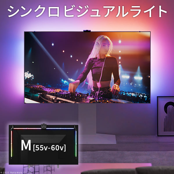 壁寄せテレビスタンド シンクロビジュアルライト Mサイズ LED間接照明