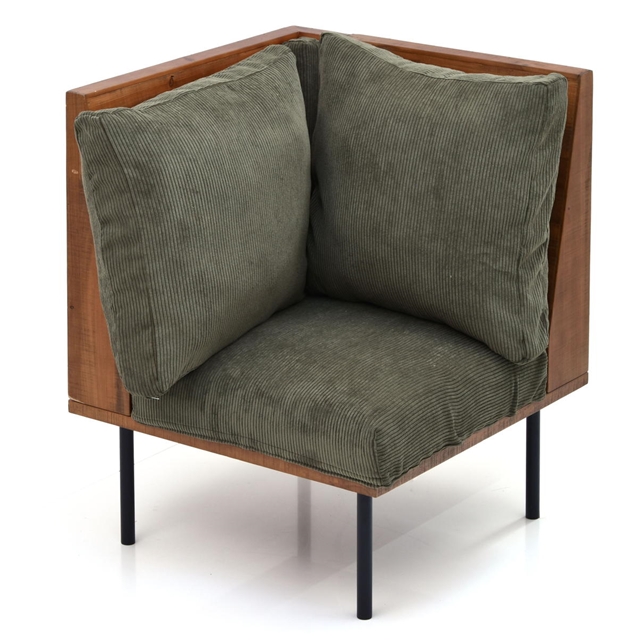 ヴィンテージ加工 INFINITEシリーズ L字角用 一人掛けソファー 天然木