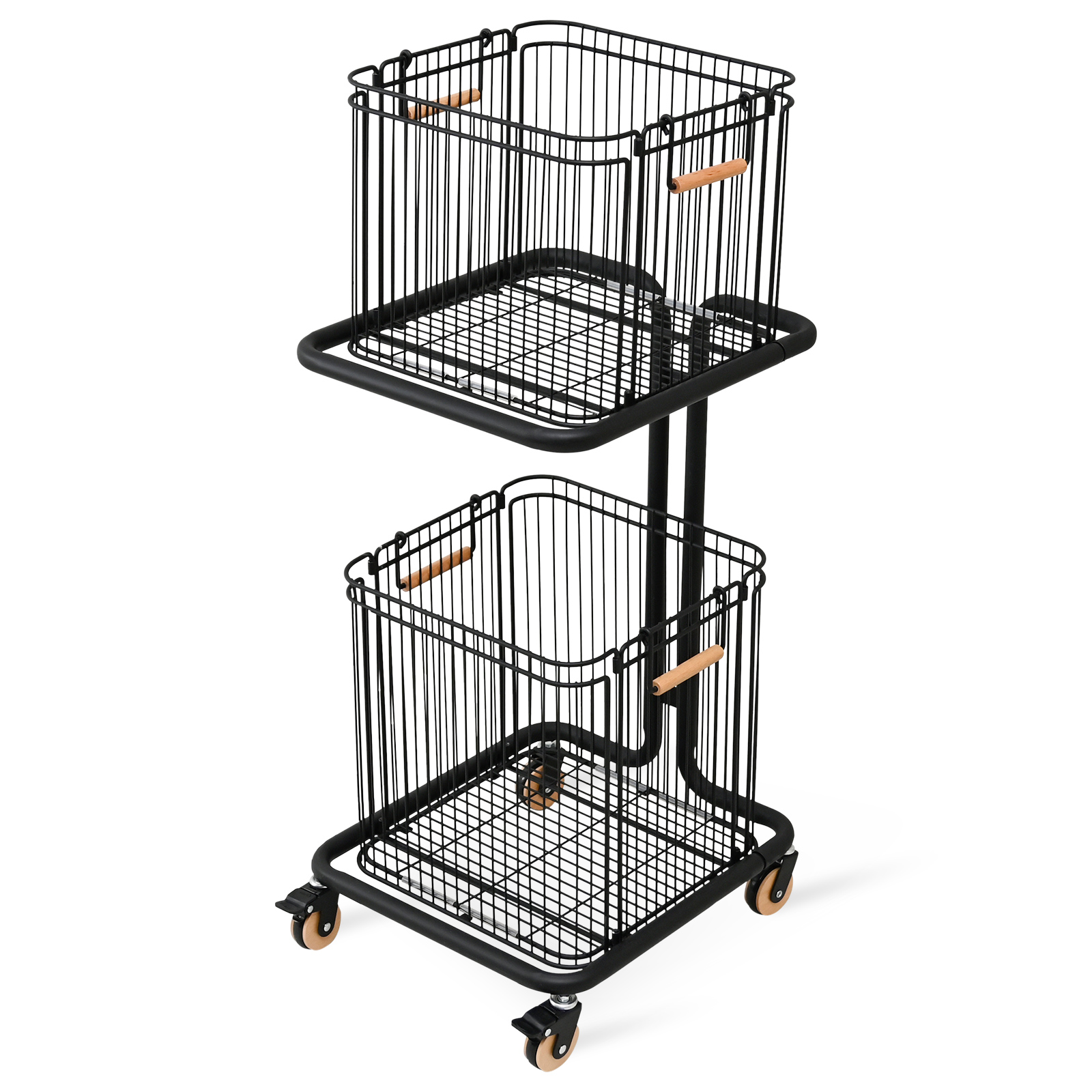 moca company ランドリーワゴン 2段 おしゃれ スリム キャスター付き