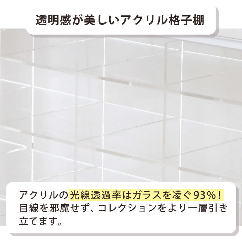 ミニカー 収納棚 ディスプレイケース キューブボックスα UVカット アクリル フロントパネル付き 卓上 ミニカーケース コレクションラック トミカ 横長 薄型_6