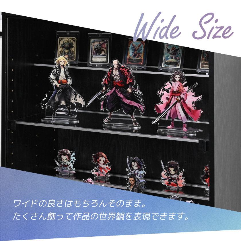 led 増設用 フィギュアケース 横長 uvカット コレクションケース 大型 アクリル 透明 扉付 収納 木製 大きい キューブボックスα ワイド スーパーハイタイプ | ブランド登録なし | 04