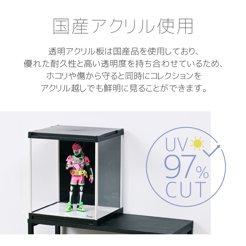 UVカット LED ＆ダブルミラー付き コレクションケース フィギュア