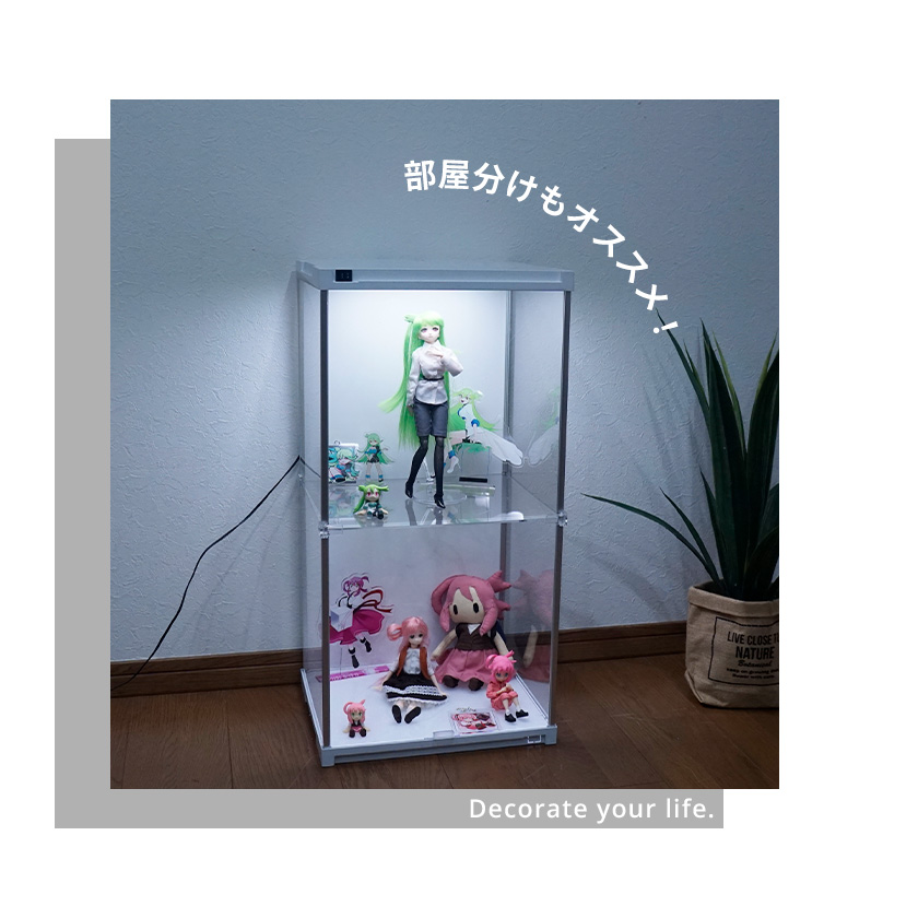 追加連結用 J-STAGE スーパーハイタイプ LED アクリルコレクションケース フィギュアケース ドールケース ２段 棚付き コレクションラック 延長_12