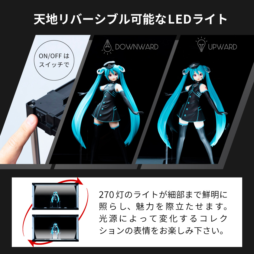 増設用 フィギュアケース led uvカット 底面 背面ミラー 横長 積み重ね コレクションケース アクリル 大型 フィギュア J-STAGE ワイド レギュラータイプの画像