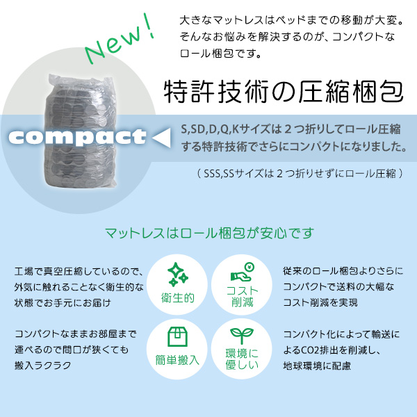 搬入ラクラク ポケットコイルマットレス スリム シングル SS ベッド用マットレス 小さめ コンパクト 女性 子ども 一人暮らし おすすめ 安い 省スペース_10