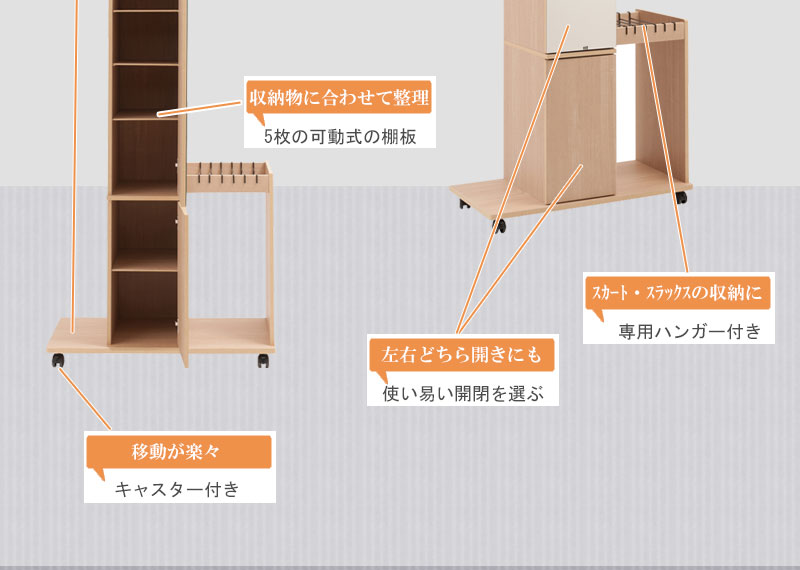 1台3役 ミラー付き 収納棚 幅80 鏡付き ...の詳細画像3
