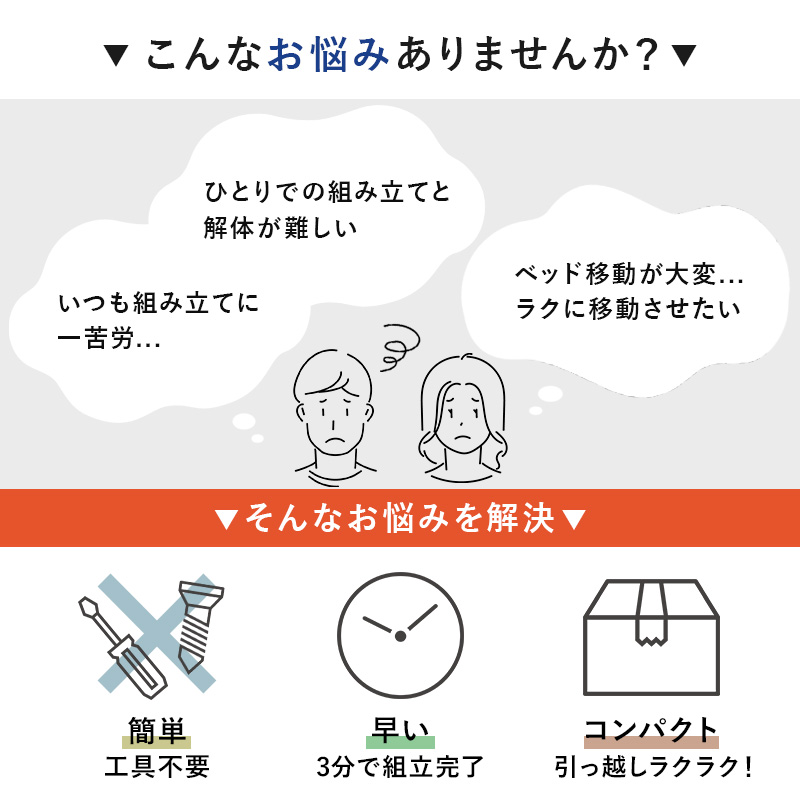 工具不要 3分組み立て 木製 ベッドフレーム シングル ボンネルコイル マットレス付き  シンプル コンセント付き シングルベッド 一人暮らし | ブランド登録なし | 03