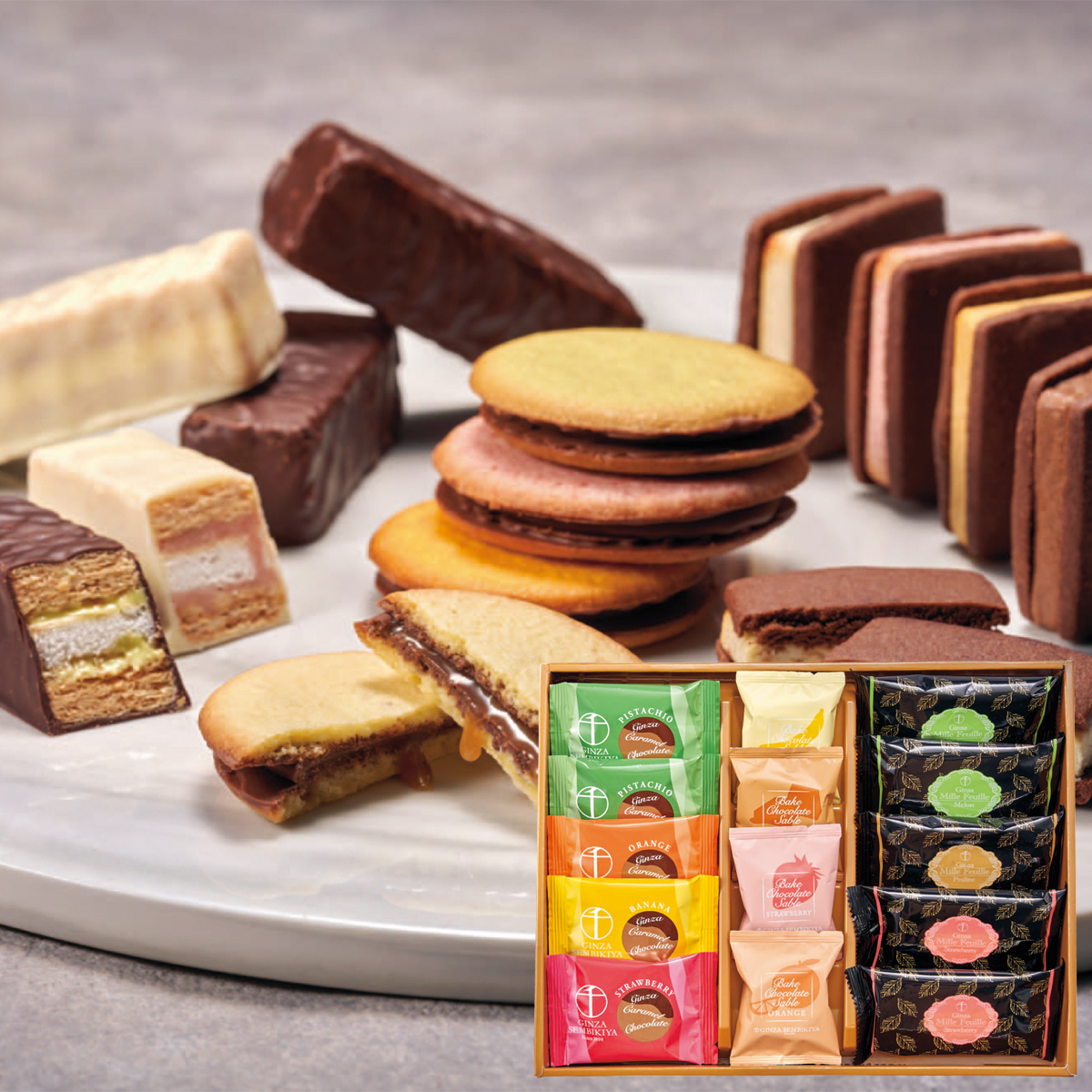 お歳暮 御歳暮 冬ギフト プレゼント 2025 送料無料 お菓子 スイーツ 「 銀座千疋屋 」 銀座ショコラセレクション ミルフィーユ 洋菓子 セット PGS-447 |  | 01