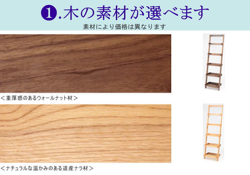 シェルフ ラダータイプ 階段状 壁に立てかける 幅50cm セレクト