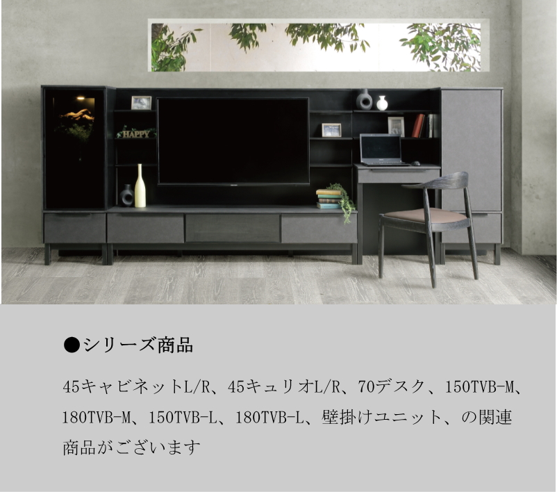 壁面収納 大型 テレビボード TV ロー AV 幅180cm 壁掛け金具取付け 背
