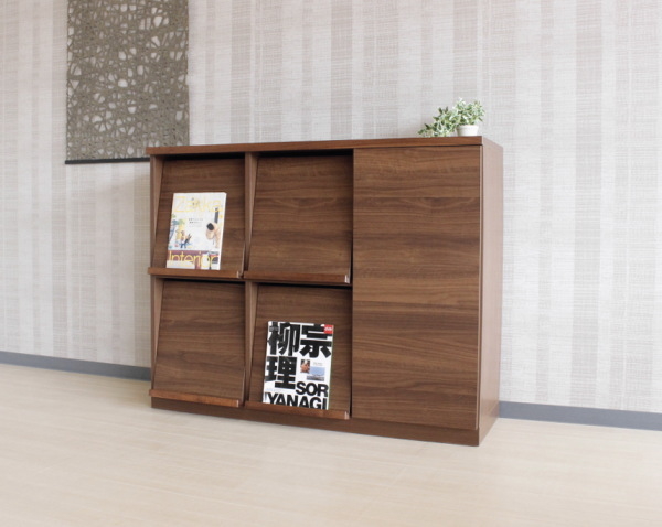 本棚 シェルフ マガジンラック マガレコ 幅120cm 天然木ウォールナット