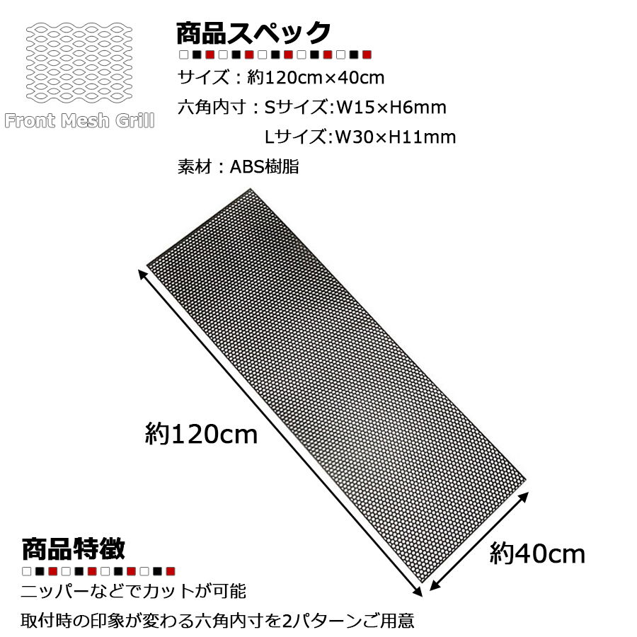 メッシュグリルネット 樹脂製 120cm×40cm 六角内寸2サイズ ハニカム