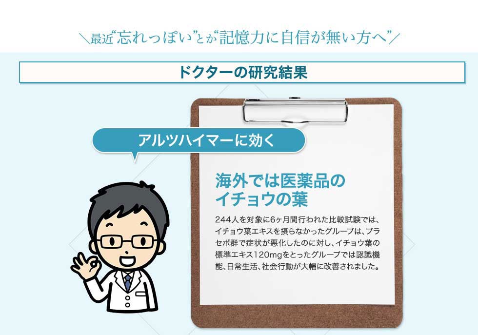 忘れっぽいとか、記憶力に自信のない方へ。海外ではアルツハイマー向け医薬品のイチョウの葉