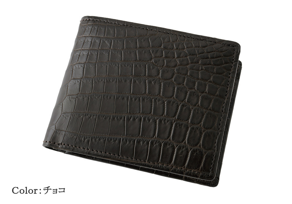メンズ 財布 二つ折り 小銭入れあり CYPRIS クロコダイル キプリス コレクション マットクロコダイル 本革 鰐革 レザー 日本製 札入 エキゾチックレザー 4190の画像