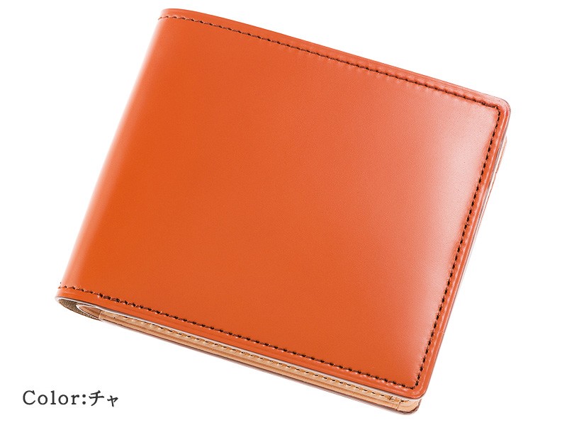 新品未使用 CYPRIS キプリス 二つ折り財布 コードバン レザー オレンジ キプリス】二つ折り財布(カード札入)□オイルシェルコードバン