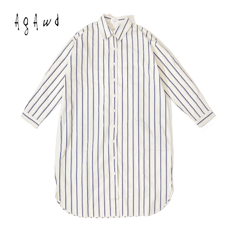 s30】【アガウド/AgAwd】Stripe Shirt Dress（ストライプシャツドレス）[2217-440601]【送料無料】【キャンセル返品交換不可】【let】  : aga-23010701-indigo : イルビゾンテ正規取扱店ノワ - 通販 - Yahoo!ショッピング