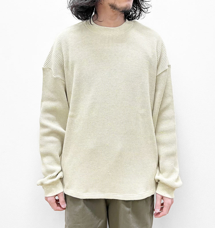 モクティ/mocT】HEAVY NEON WAFFLE CREWNECK L/S TEE（ヘビーネオン