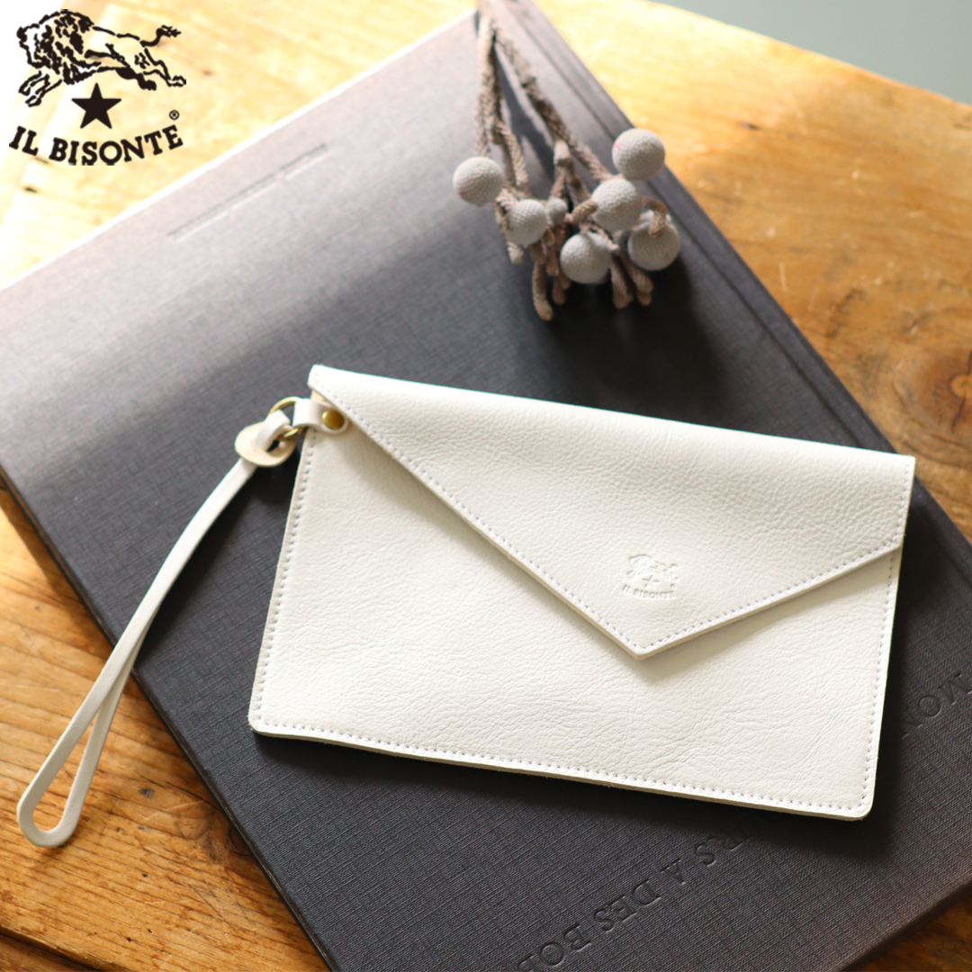 IL BISONTE（イルビゾンテ） ポーチ ストラップ付きレザーフラット