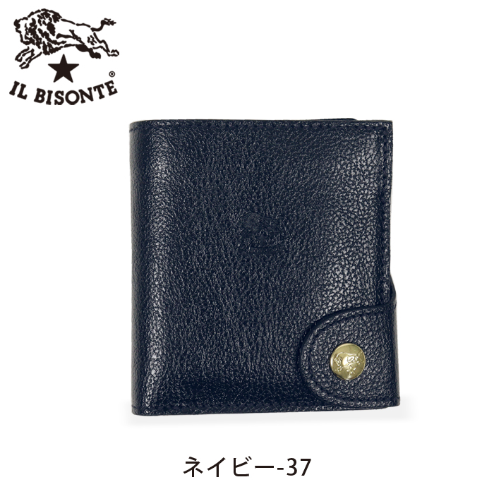 IL BISONTE イルビゾンテ ワンボタンフラップ二つ折り財布 二