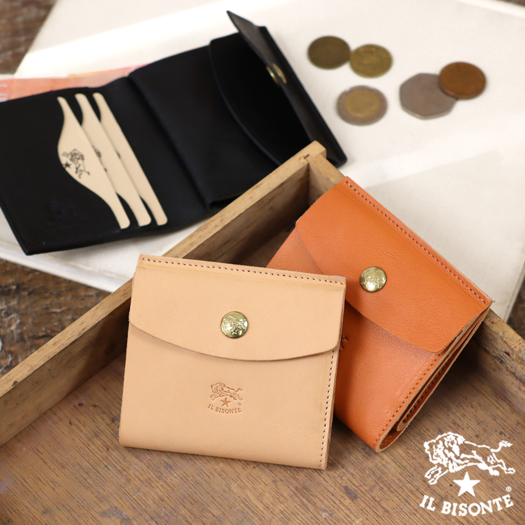 【美品✨️】IL BISONTE 2つ折り財布 ラウンドジップ ヤケヌメ IL BISONTE（イルビゾンテ） 二つ折り財布 小銭入れ付き メンズ