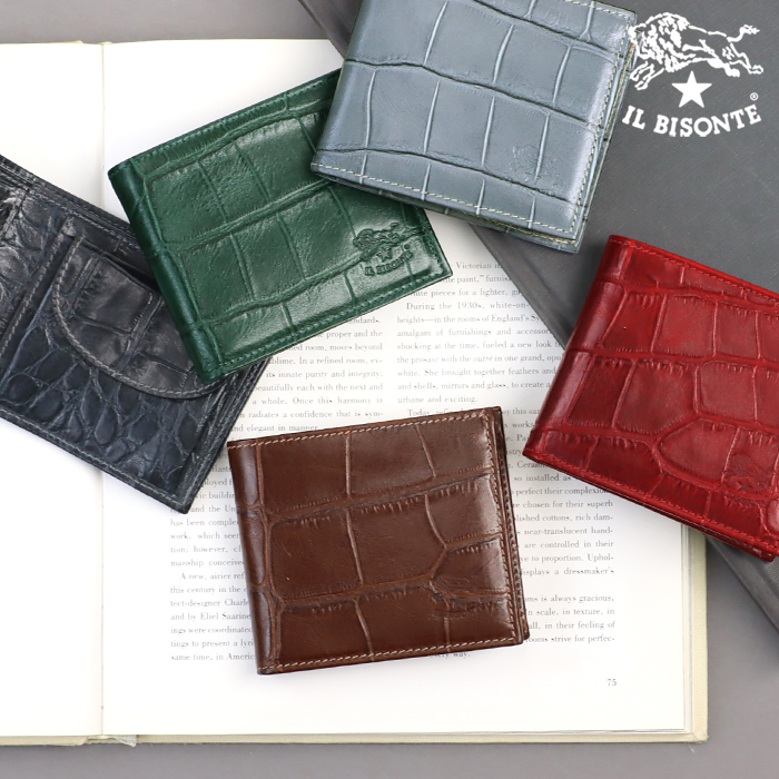 イルビゾンテ 財布 クロコエンボスドレザー二つ折り財布 商品番号54202313540 財布 IL BISONTE ラッピング無料 イルビゾンテ 財布 クロコエンボスドレザー二つ折り財布 商品番号54202313540 財布 IL BISONTE ラッピング無料