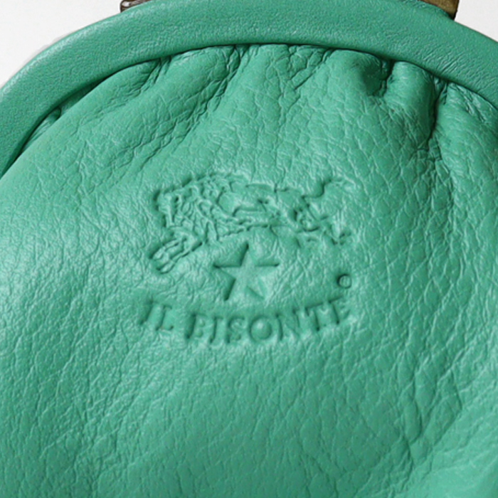 イルビゾンテ 限定カラー がま口 二つ折り財布 グリーン 本革 2024年購入 IL BISONTE（イルビゾンテ） 財布 二つ折り がま口 小銭入れ付き
