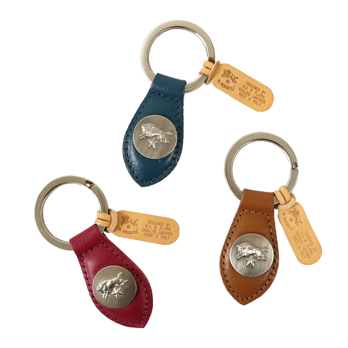 イルビゾンテ キーホルダー 限定カラーレザーコンチョプレート