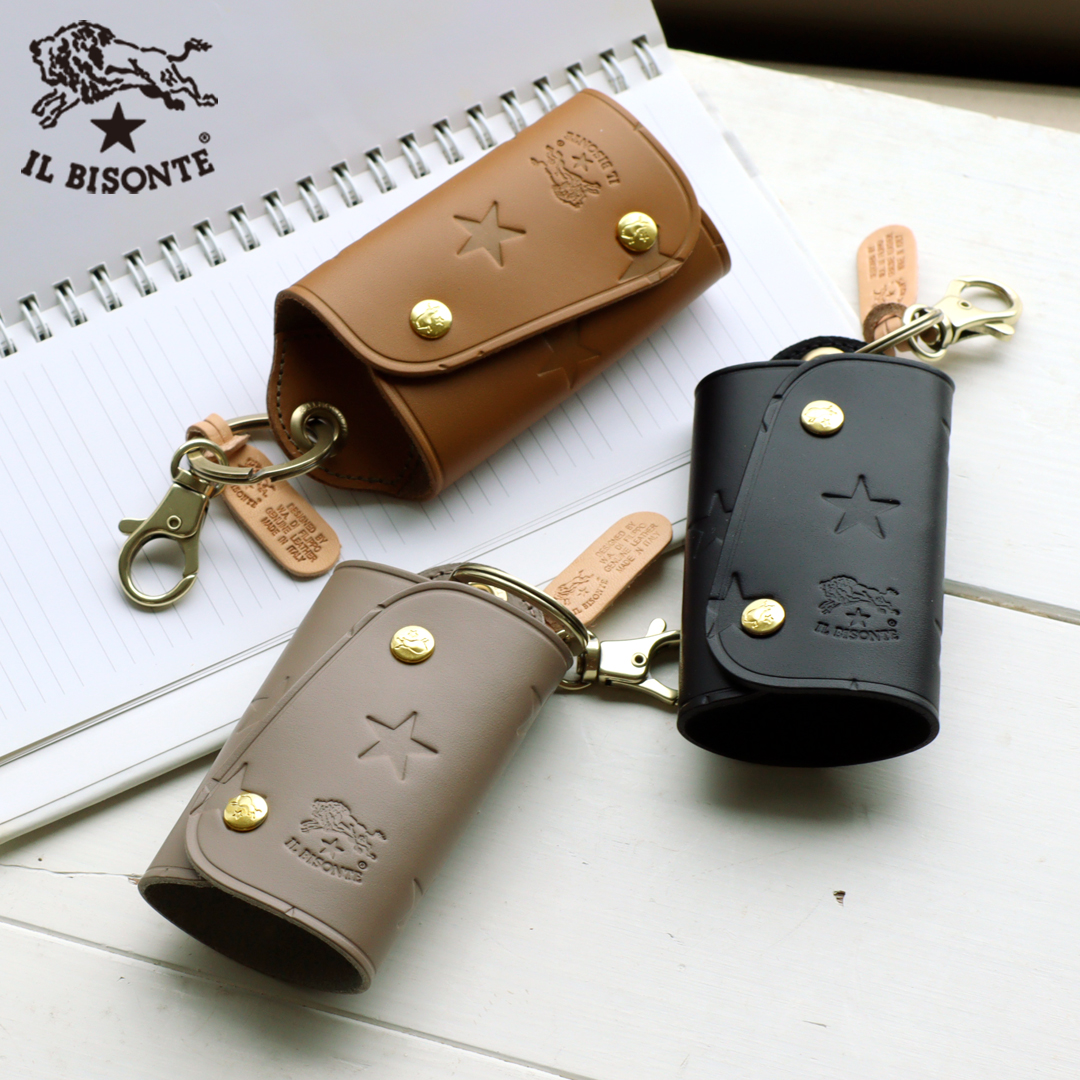 イルビゾンテ　IL BISONTE　ブラック アルファベット ケース IL BISONTE（イルビゾンテ） カードケース 日本限定 スターエンボスド