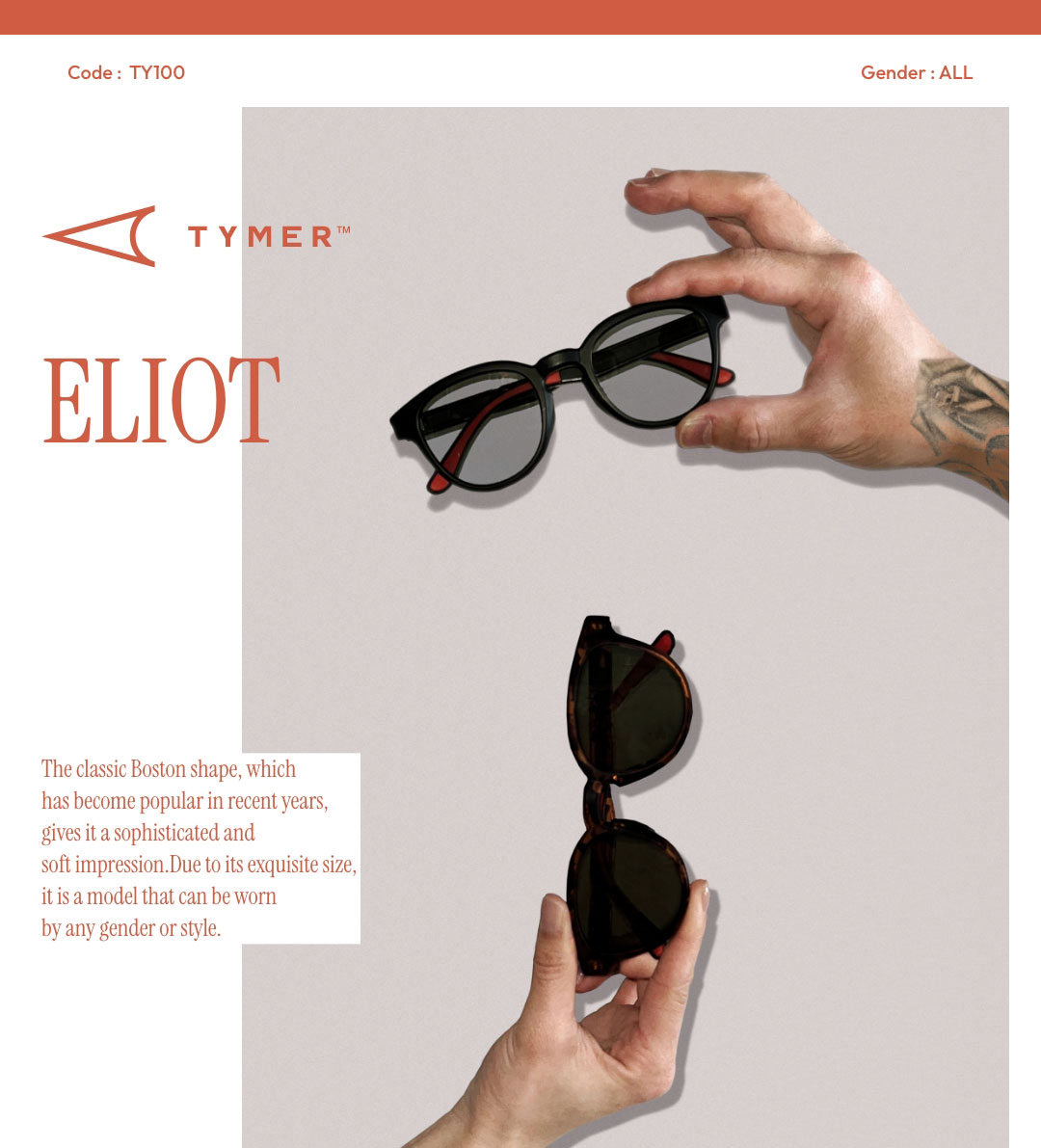 TYMER/タイマー】ELIOT（エリオット）[Frame:Tortoise2] [Lens:Grey