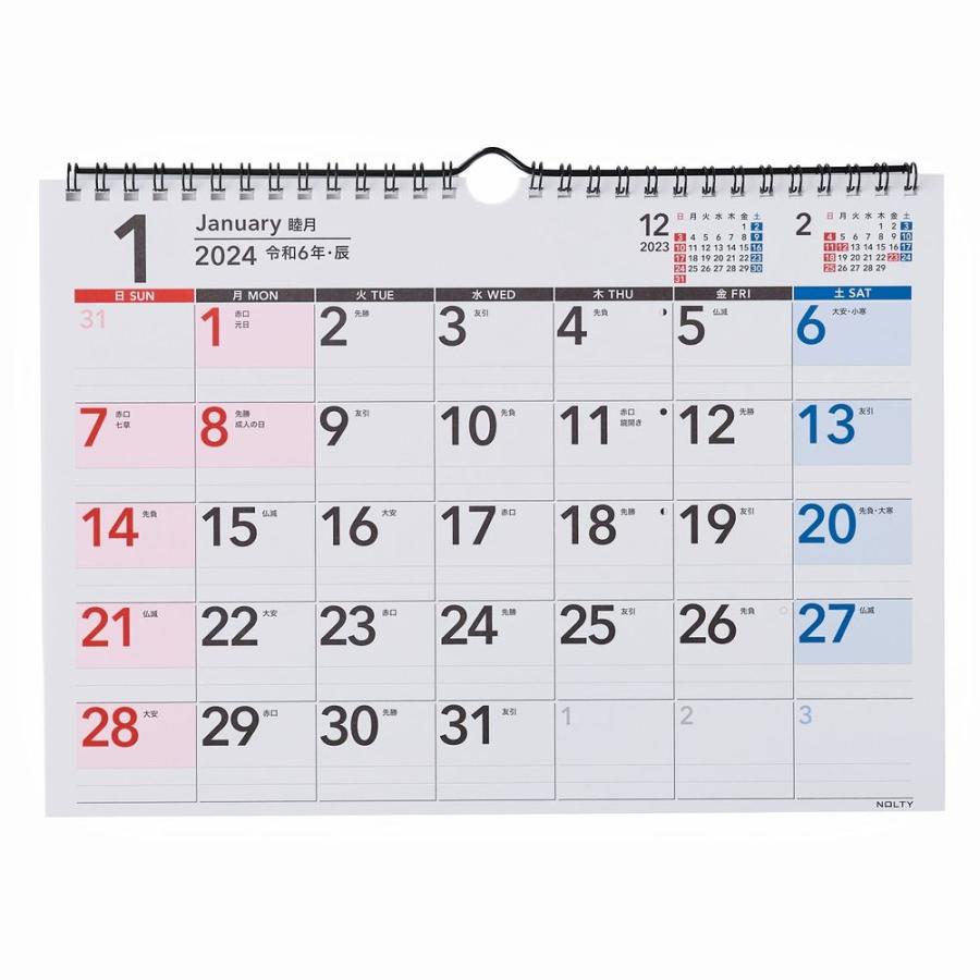 2024年1月始まり 壁掛けカレンダー NOLTY ノルティ A4（縦） 日曜始まり ユニバーサルデザイン 能率手帳｜nolty｜04