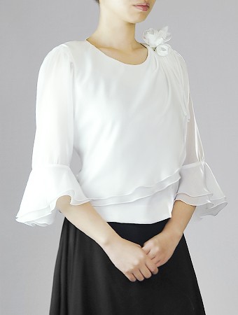 演奏会 フォーマル ブラウス 黒 白 コーラス 第九 サテンオーガンジーの5分袖合唱用ブラウス 舞台 ステージ衣装 Bl733 演奏会衣装製作 ノンプレステージ 通販 Yahoo ショッピング