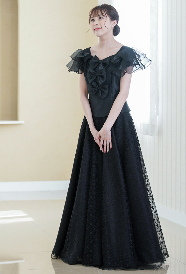 ロングスカート 黒 演奏会 コーラス 黒ロングスカート 合唱 レース