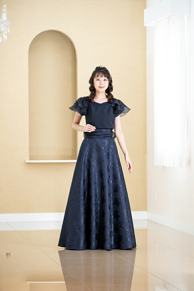 ロングスカート 薔薇柄シャンタン 全円形 フレア スカート ロング 演奏