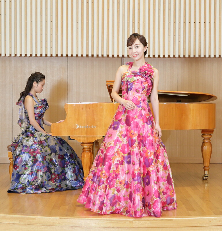 ロングドレス 演奏会用ドレス 演奏会 ホルターネック フラワー ドレス
